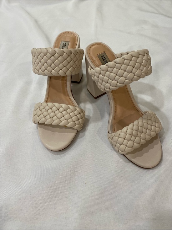 Steve Madden Shoes - Steve Madden Braided Double-Strap Block Heel Sandals in Beige